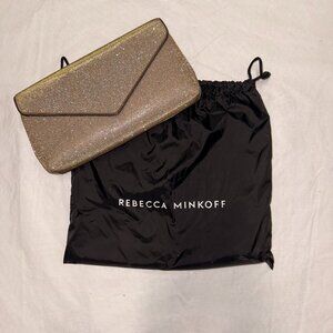 REBECCA MINKOFF Gold Glitter Envelope Clutch Bag